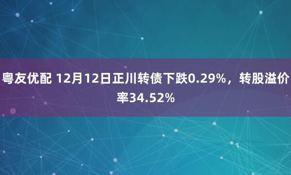 粤友优配 12月12日正川转债下跌0.29%，转股溢价率34.52%